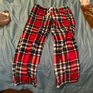 Red flannel patterned pajama pants